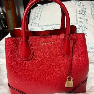Michael Kors Red Satchel with Gold Accents